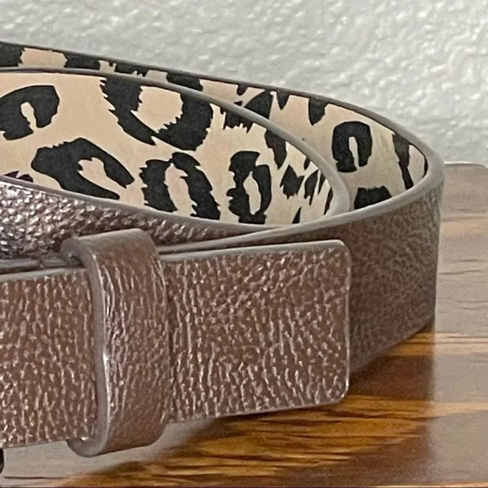 Betsey Johnson Dark Brown Belt With Leopard Interior Print 38”
